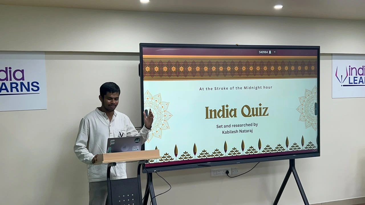 A quizmaster presenting an India quiz
