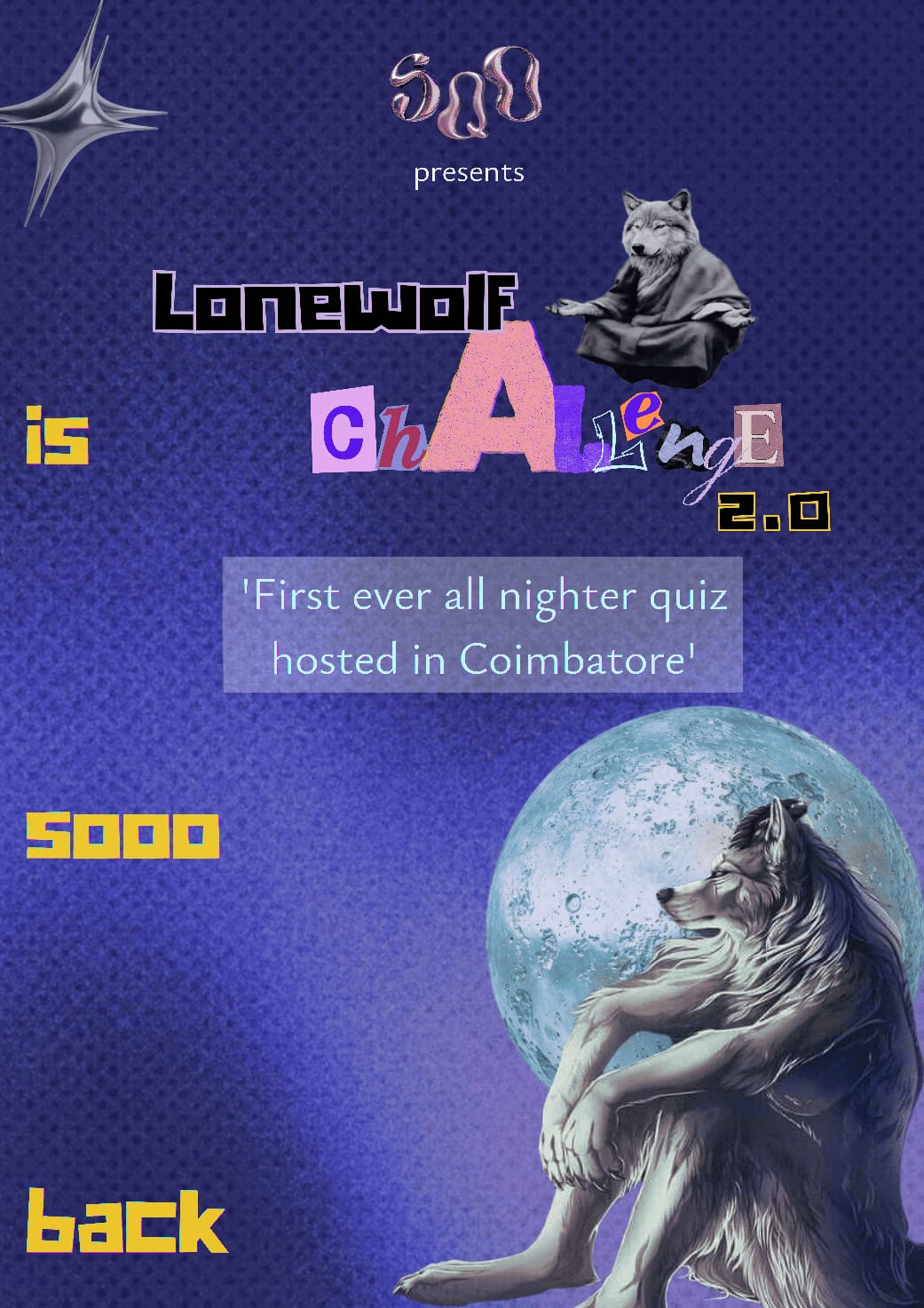Lonewolf Challenge 2.0 all-nighter quiz poster