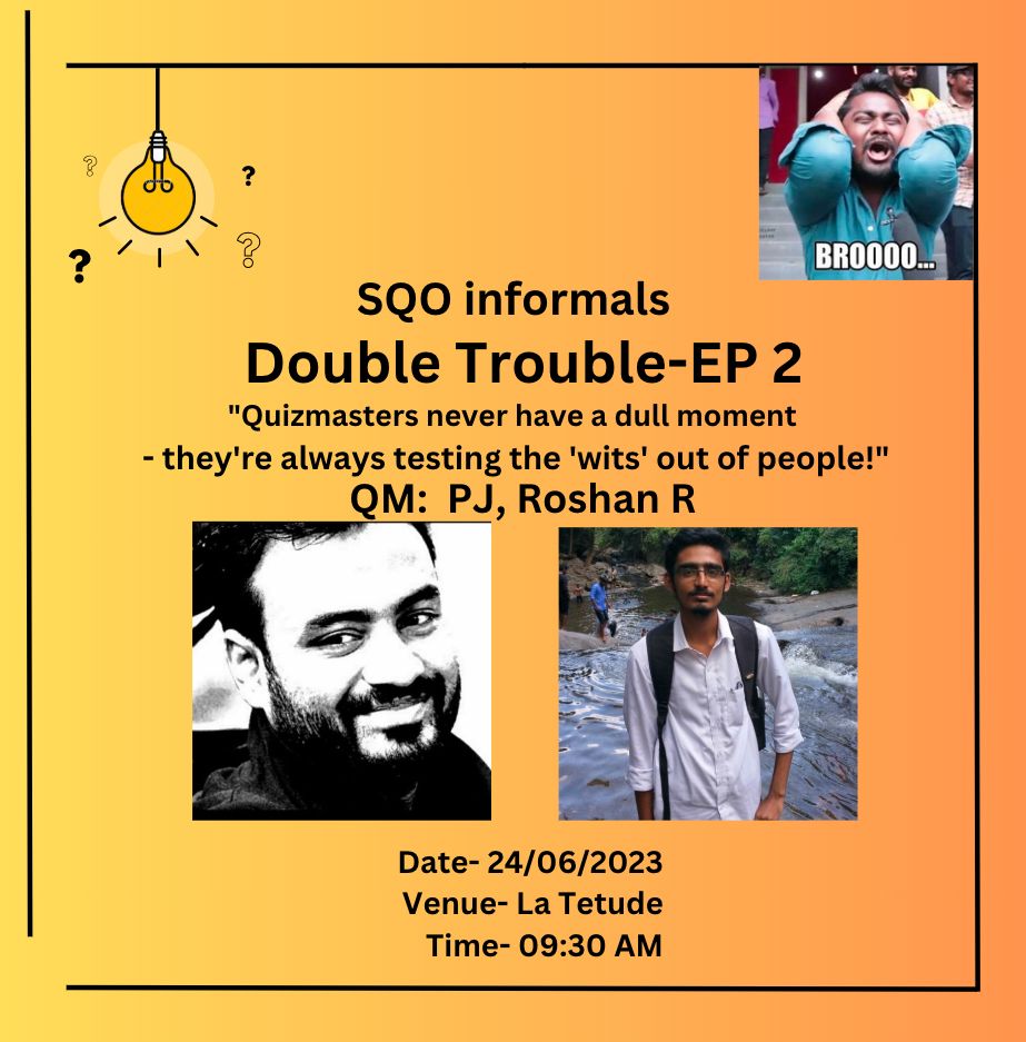 SQO Double Trouble Episode 2 informal quiz poster