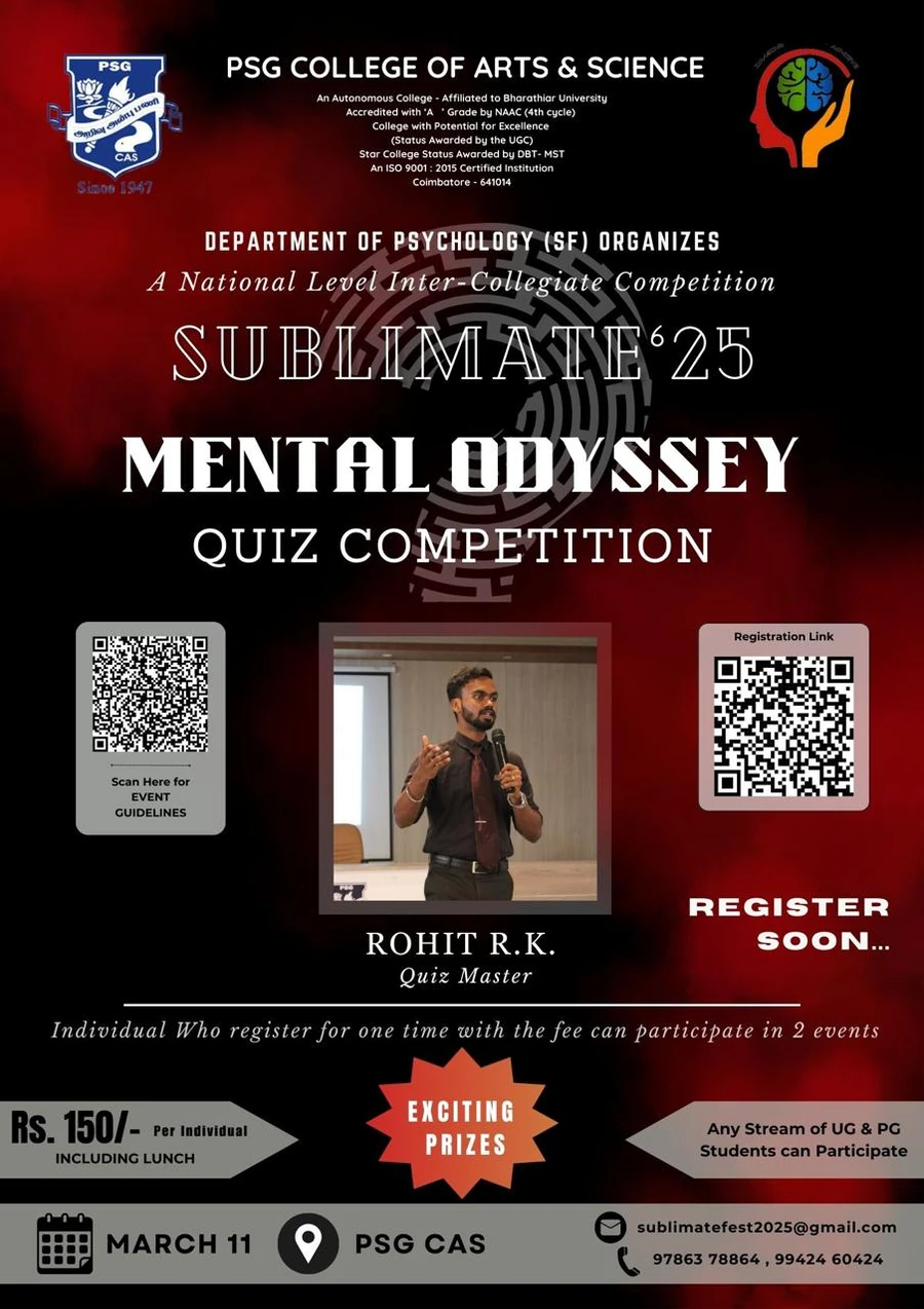 Sublimate quiz poster from PSG College of Arts and Science