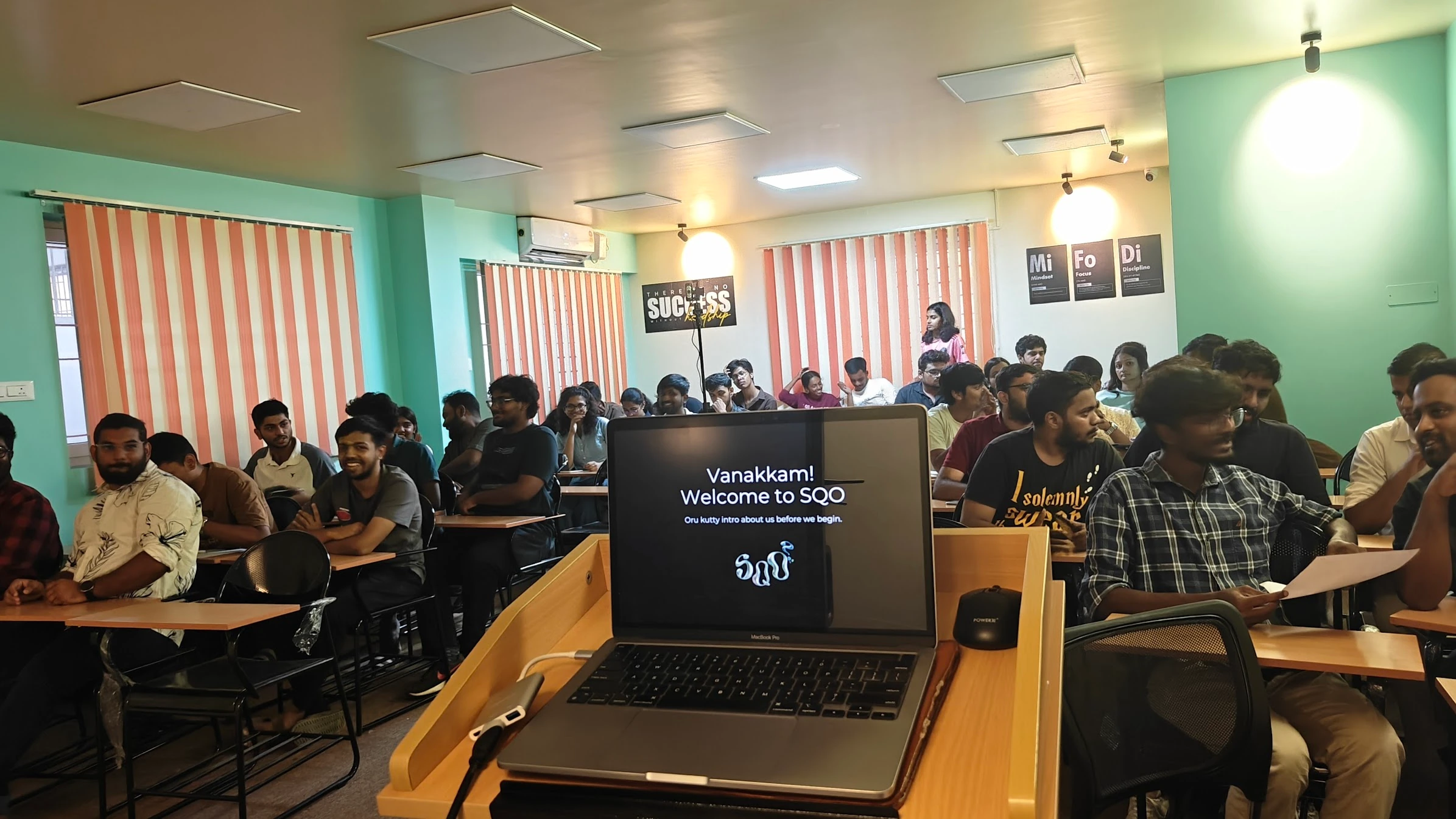 A lively group gathered for a quiz session
